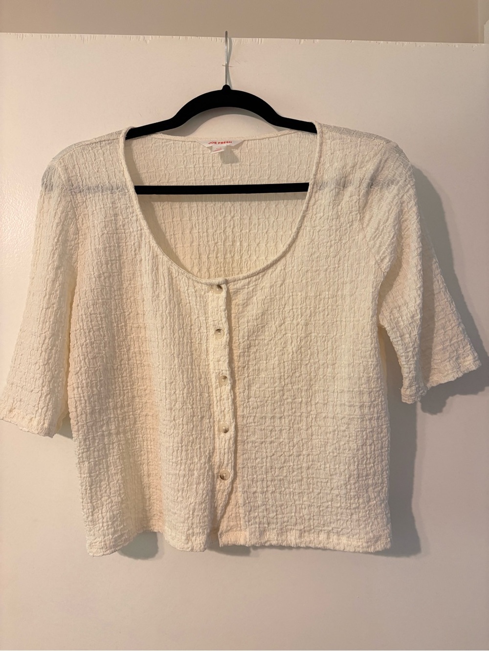 Joe Fresh Cream Textured Button-Front Top
